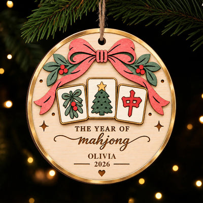 The Year Of Mahjong- Personalized Wooden Ornament, Mahjong Lovers Gift, Gift For Her