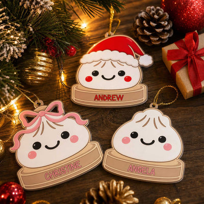 All I Need Is Dumplings & Christmas Cheer - Personalized Acrylic Ornament, Gift For Dumpling Lovers, Christmas Squishy Dumpling Ornament