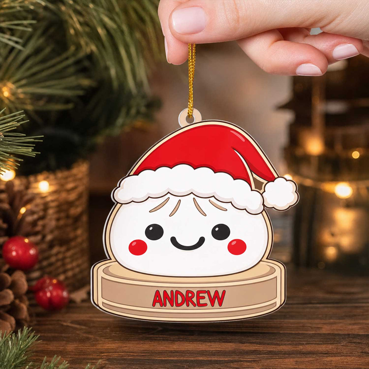All I Need Is Dumplings &amp; Christmas Cheer - Personalized Acrylic Ornament, Gift For Dumpling Lovers, Christmas Squishy Dumpling Ornament