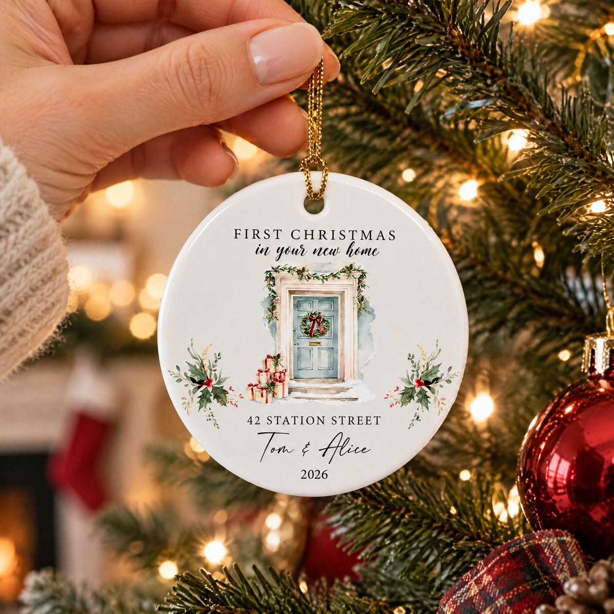 Our First Christmas In The Place We Now Call Home - Personalized Ceramic Ornament, Our First Christmas At Home Ornament