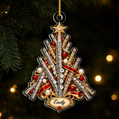 A Flute-Filled Christmas - Personalized Ornament, Custom Flute Musical Instrument Christmas Ornament, Music Lovers Gift