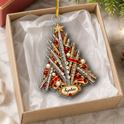 A Flute-Filled Christmas - Personalized Ornament, Custom Flute Musical Instrument Christmas Ornament, Music Lovers Gift