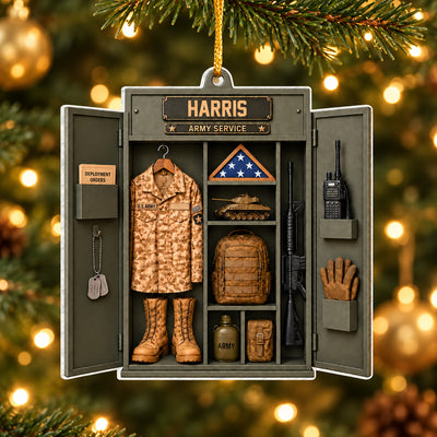 Military Christmas - Personalized Acrylic Ornament ,Military Gift ,  Custom Name Veteran Memorial Gift