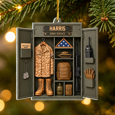 Military Christmas - Personalized Acrylic Ornament ,Military Gift ,  Custom Name Veteran Memorial Gift