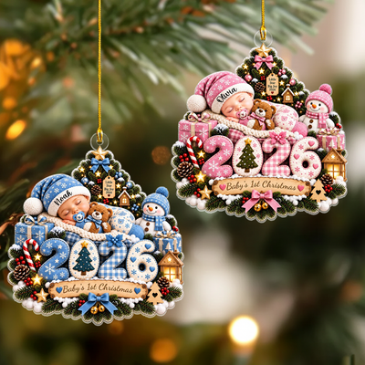 Baby First Christmas- Personalized Acrylic Ornament, Custom Name Newborn Ornament, Baby Girl First Xmas Keepsake, New Baby Christmas Gift