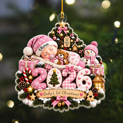 Baby First Christmas- Personalized Acrylic Ornament, Custom Name Newborn Ornament, Baby Girl First Xmas Keepsake, New Baby Christmas Gift