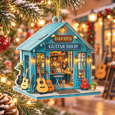 My Guitar Shop - Personalized Acrylic Ornament, Gift For Guitar Lovers, Music Lover Gift With Custom Name