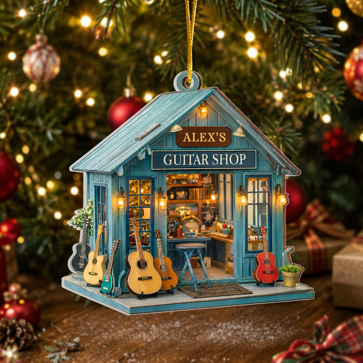 My Guitar Shop - Personalized Acrylic Ornament, Gift For Guitar Lovers, Music Lover Gift With Custom Name