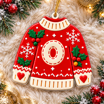 Sweater Christmas-  Personalized Acrylic Ornament, Mini Sweater Letter Name Xmas Tree Decor,Baby Name Ornament,Kids Gift 2026,Family Ornament