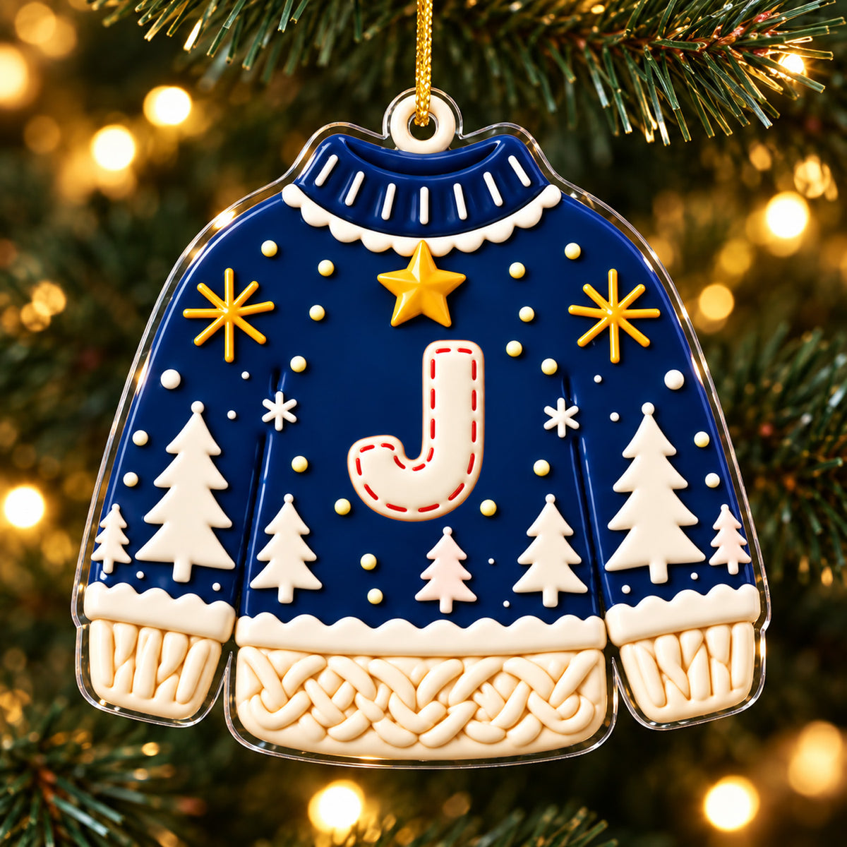Sweater Christmas-  Personalized Acrylic Ornament, Mini Sweater Letter Name Xmas Tree Decor,Baby Name Ornament,Kids Gift 2026,Family Ornament