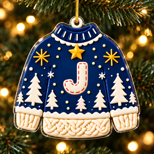 Sweater Christmas-  Personalized Acrylic Ornament, Mini Sweater Letter Name Xmas Tree Decor,Baby Name Ornament,Kids Gift 2026,Family Ornament