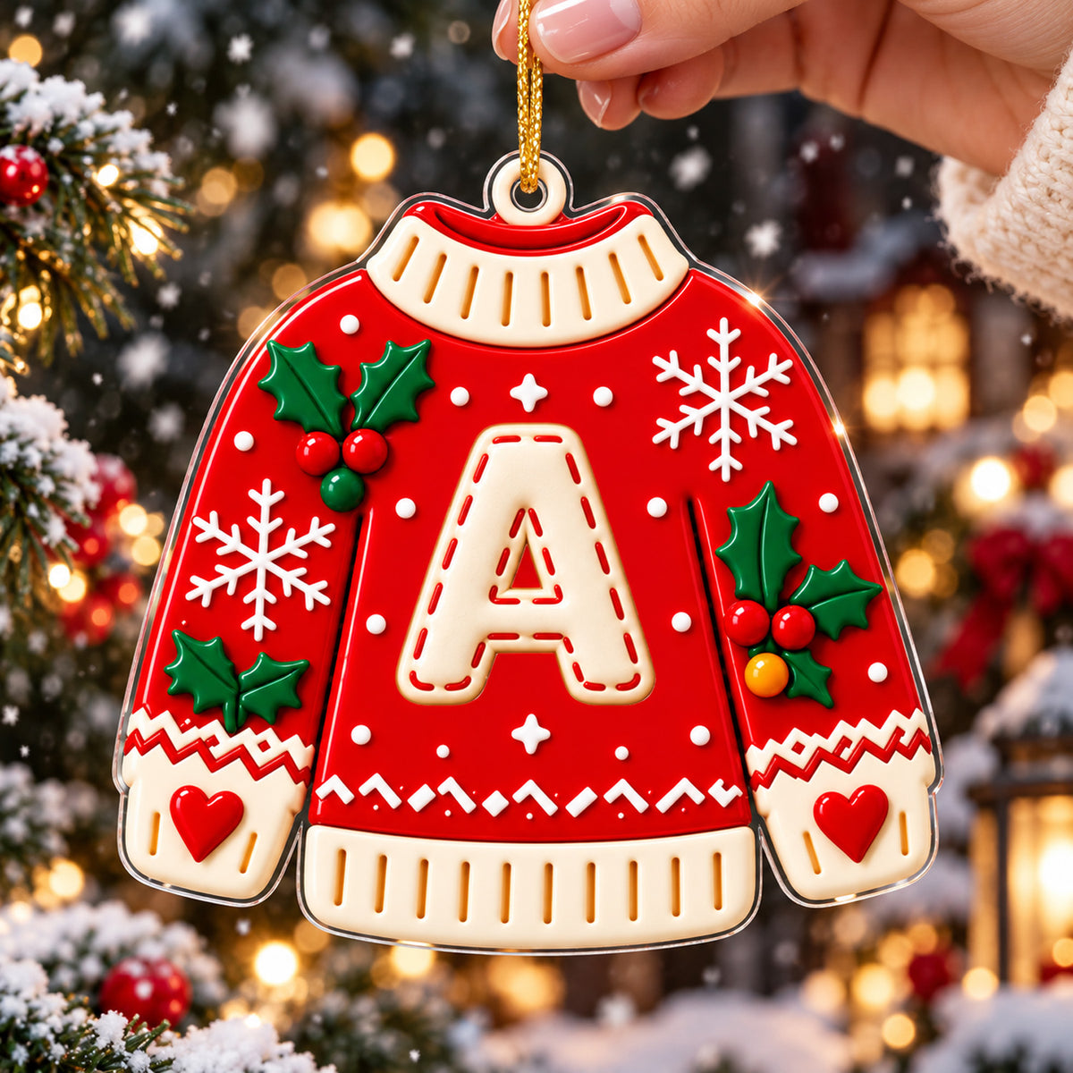 Sweater Christmas-  Personalized Acrylic Ornament, Mini Sweater Letter Name Xmas Tree Decor,Baby Name Ornament,Kids Gift 2026,Family Ornament