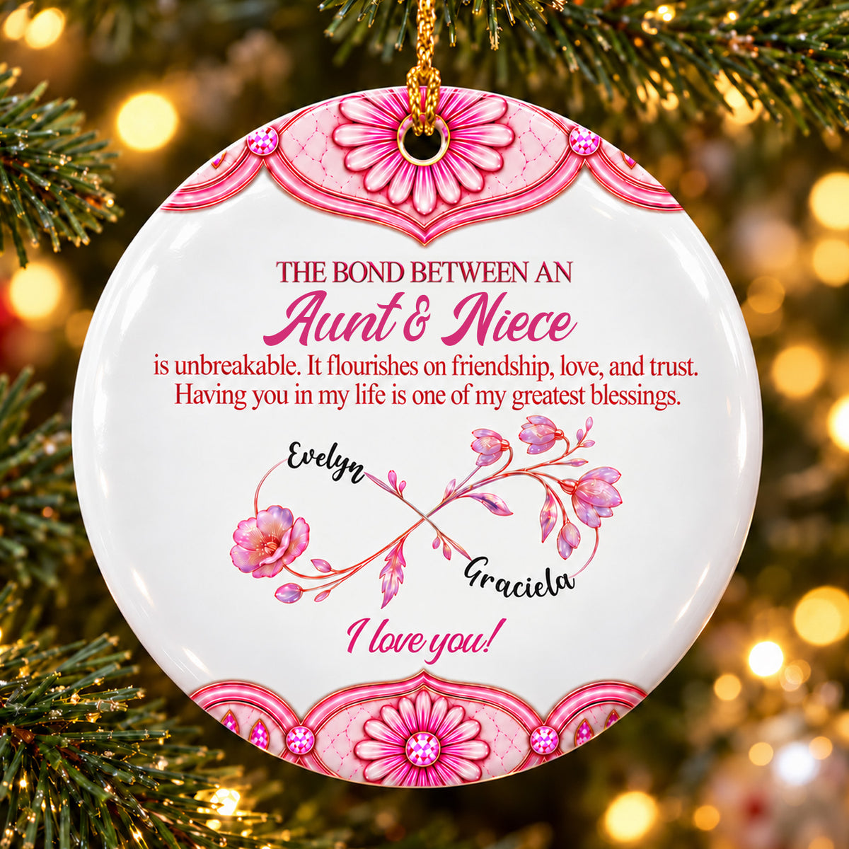 The Bond Between Aunt &amp; Niece - Personalized Ceramic Ornament, Ceramic Keepsake Gift for Niece from Aunt