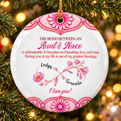 The Bond Between Aunt & Niece - Personalized Ceramic Ornament, Ceramic Keepsake Gift for Niece from Aunt