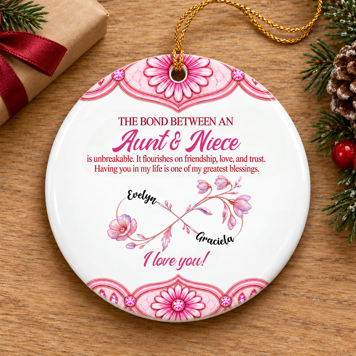 The Bond Between Aunt &amp; Niece - Personalized Ceramic Ornament, Ceramic Keepsake Gift for Niece from Aunt