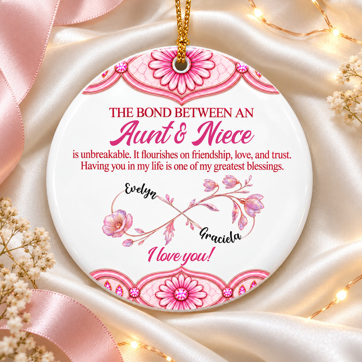 The Bond Between Aunt &amp; Niece - Personalized Ceramic Ornament, Ceramic Keepsake Gift for Niece from Aunt