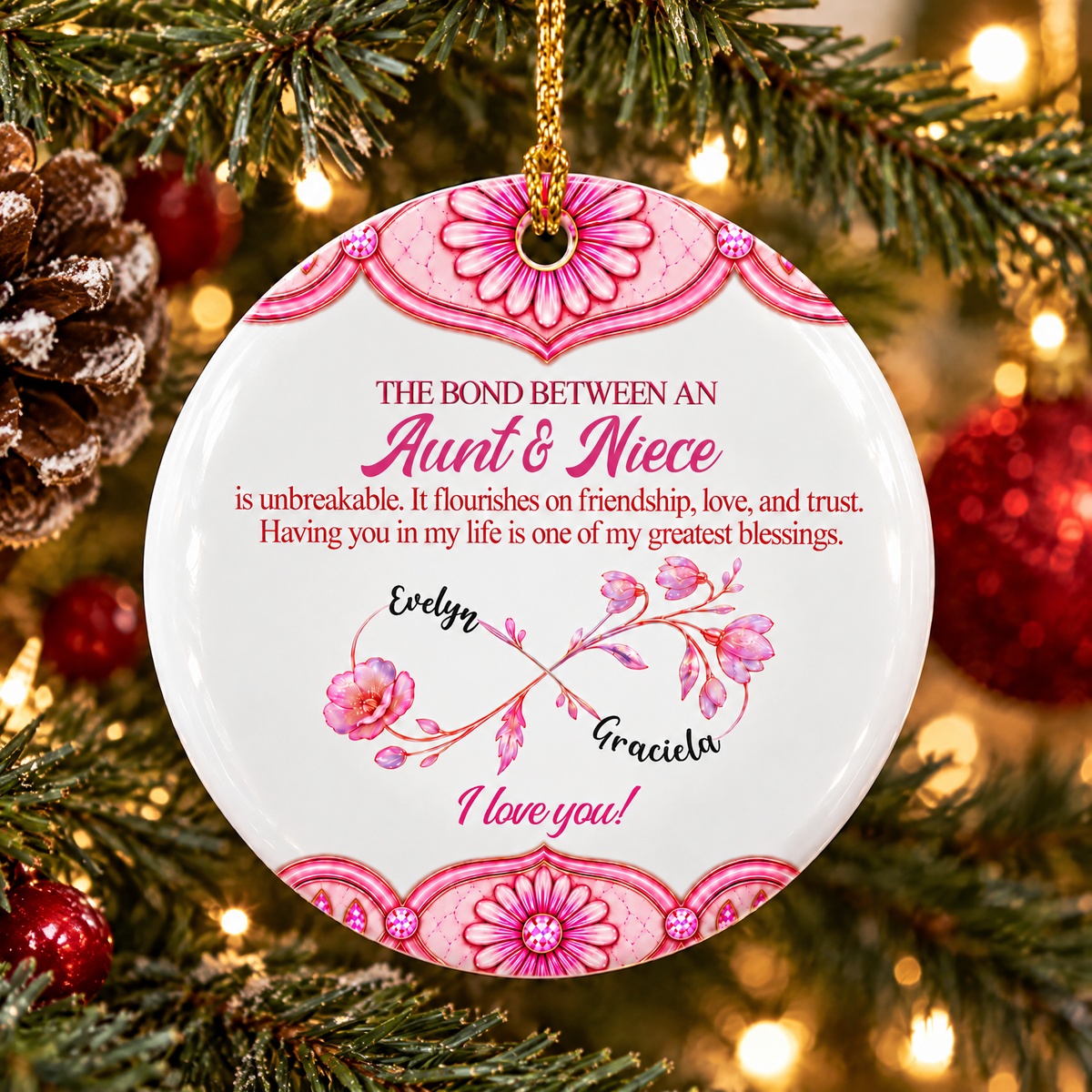 The Bond Between Aunt &amp; Niece - Personalized Ceramic Ornament, Ceramic Keepsake Gift for Niece from Aunt