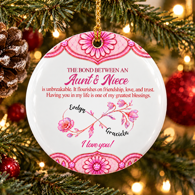 The Bond Between Aunt & Niece - Personalized Ceramic Ornament, Ceramic Keepsake Gift for Niece from Aunt