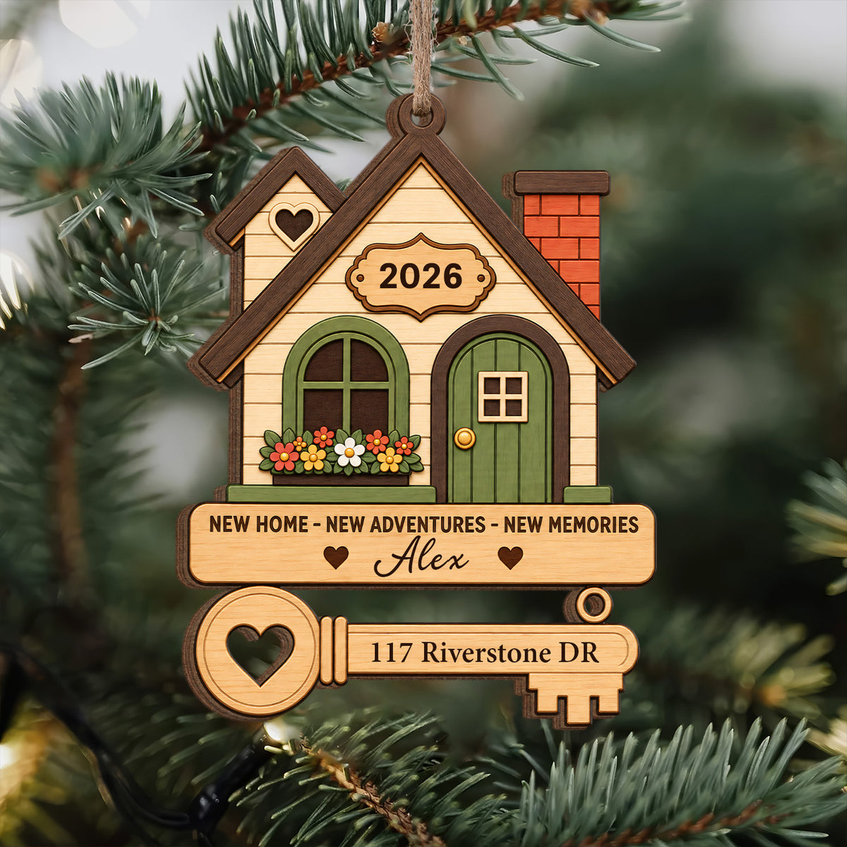 Cozy House First Christmas - Personalized Wooden Ornament, New House Ornament Gift For Couple, Family