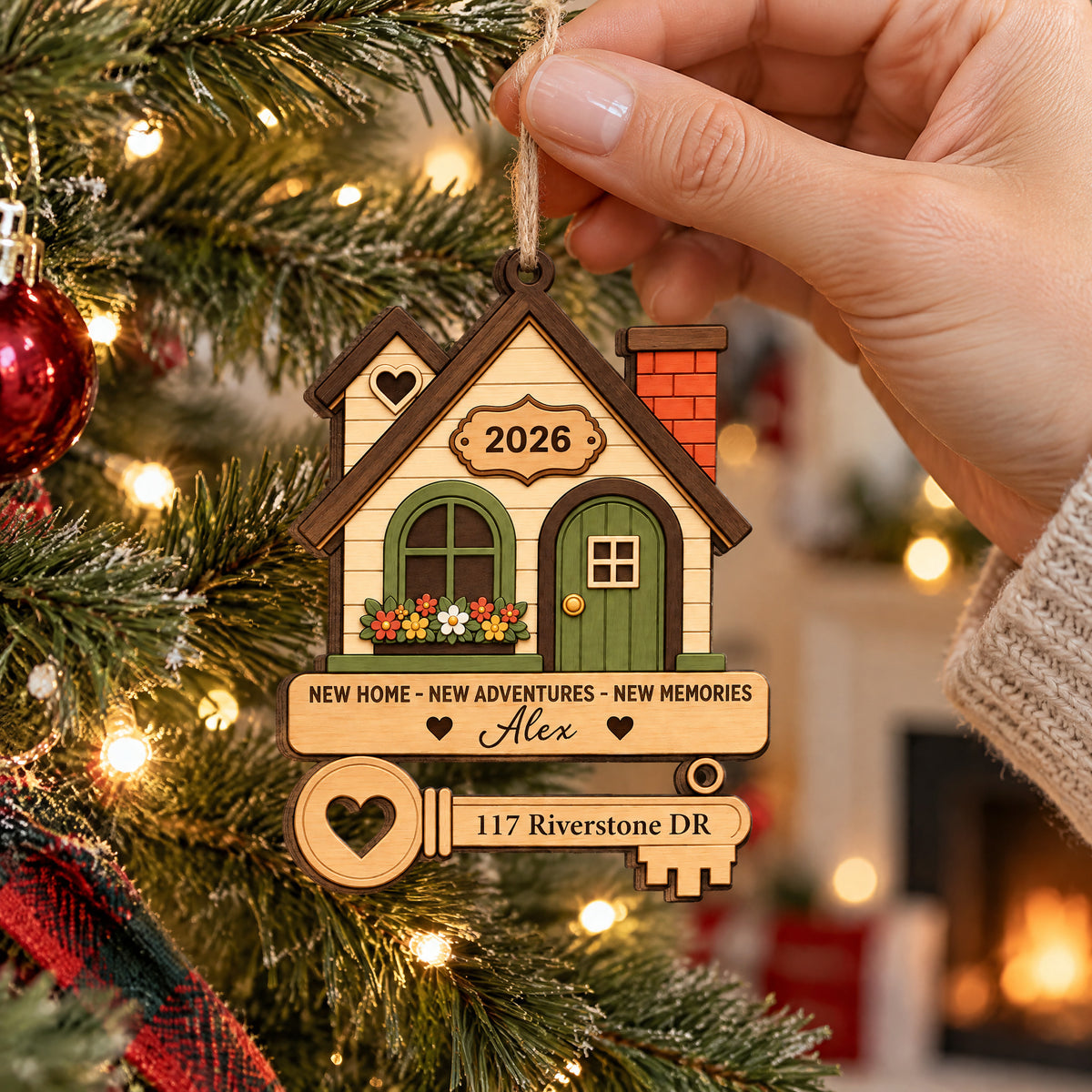 Cozy House First Christmas - Personalized Wooden Ornament, New House Ornament Gift For Couple, Family