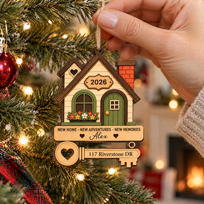 Cozy House First Christmas - Personalized Wooden Ornament, New House Ornament Gift For Couple, Family