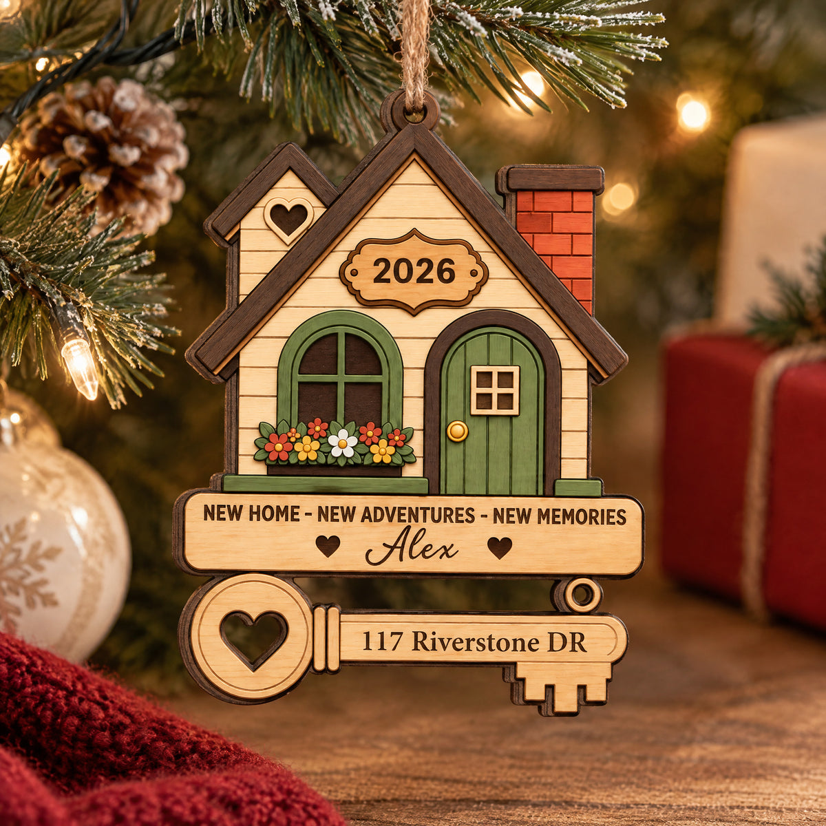 Cozy House First Christmas - Personalized Wooden Ornament, New House Ornament Gift For Couple, Family