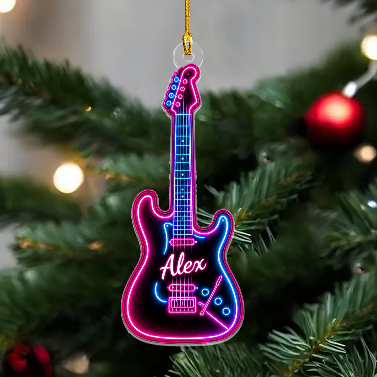 Neon Style Electric Guitar Acrylic Ornament