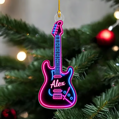 Neon Style Electric Guitar Acrylic Ornament