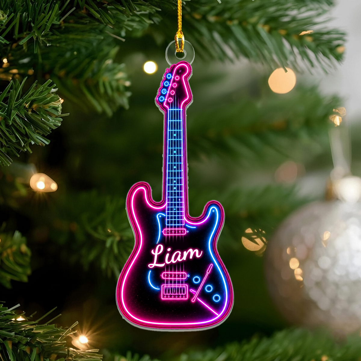 Neon Style Electric Guitar Acrylic Ornament