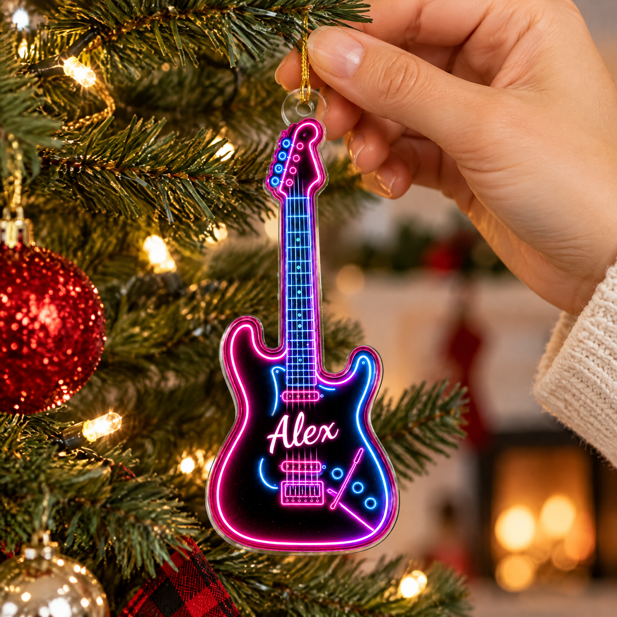 Neon Style Electric Guitar Acrylic Ornament