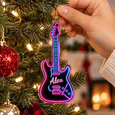 Neon Style Electric Guitar Acrylic Ornament