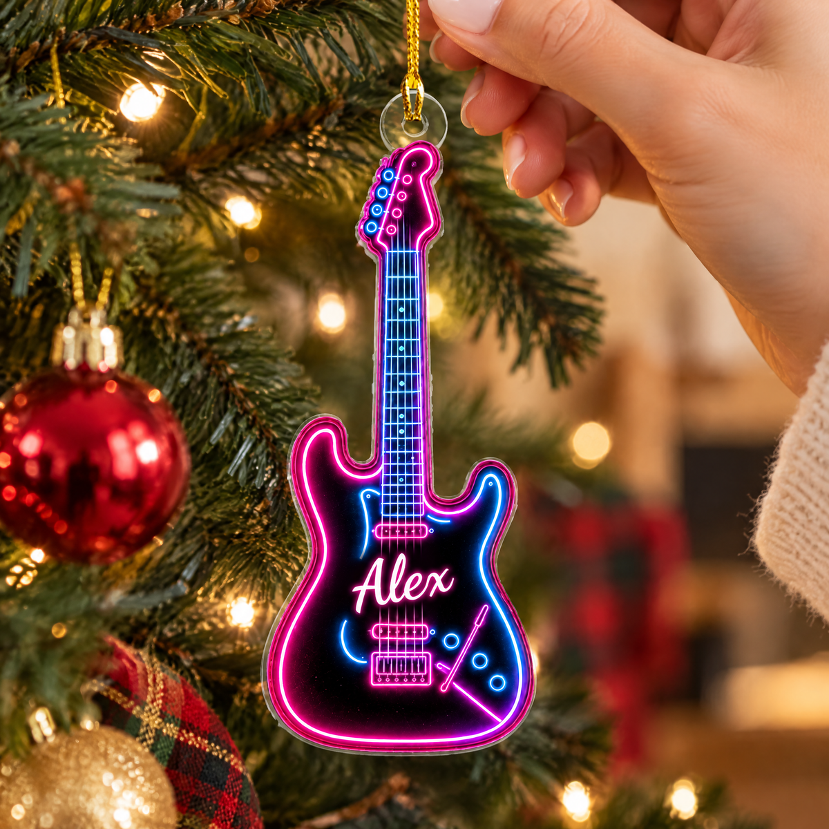 Neon Style Electric Guitar Acrylic Ornament