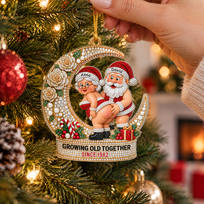 Santa Couple Christmas - Personalized Ornament, Custom Funny Grandparents Christmas Gift, Romantic Holiday Tree Decoration
