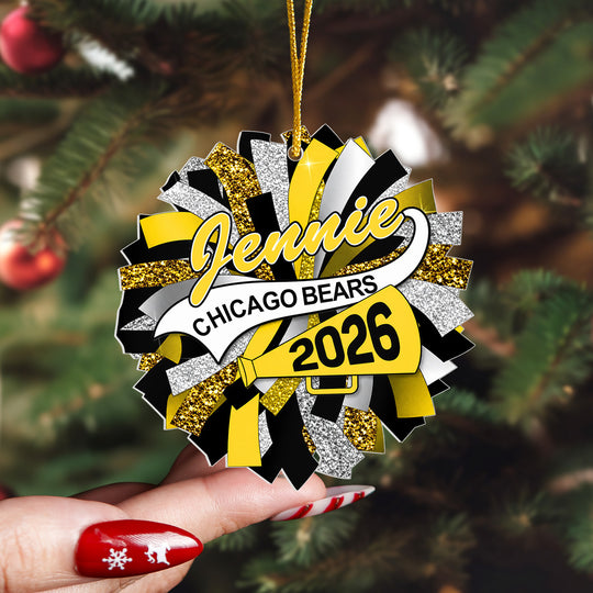 Cheer Loud, Shine Bright - Personalized Acrylic Ornament, Custom Cheerleader Name and Team Name, Cheerleading Christmas Ornament, Cheer Mom Gift
