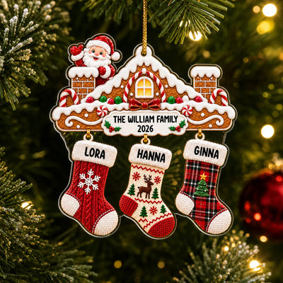 Home for the Holidays with the Ones We Love - Personalized Acrylic Ornament, Gingerbread Christmas Decor, Family Stocking Ornament, Christmas Tree Keepsake
