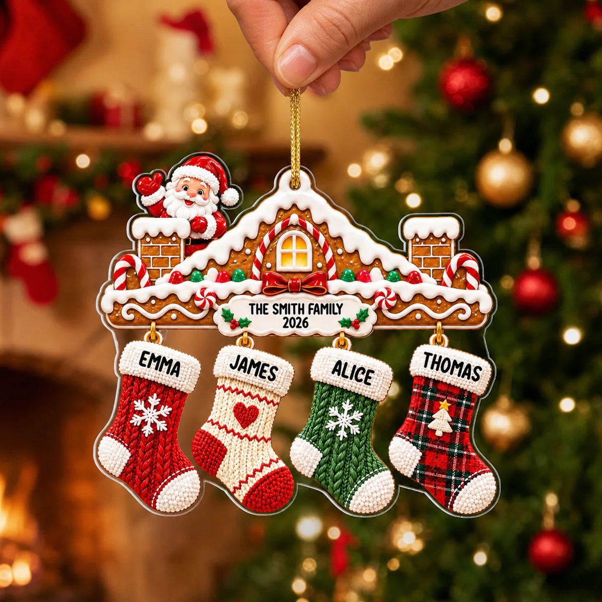 Home for the Holidays with the Ones We Love - Personalized Acrylic Ornament, Gingerbread Christmas Decor, Family Stocking Ornament, Christmas Tree Keepsake