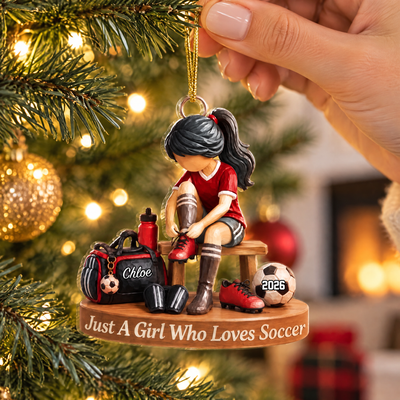 Just A Girl Who Loves Soccer- Personalized Acrylic Ornament, Custom Name Soccer Player Gift, Soccer Girl Gift