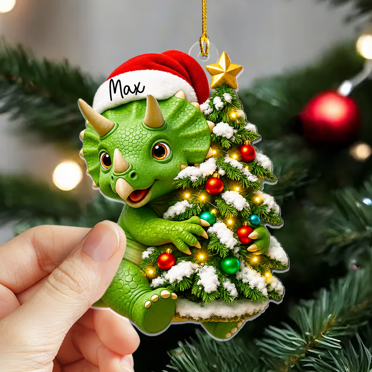 Dino-mas Magic - Personalized Ornament, Custom Kid Name Dinosaur Christmas Ornament, Dinosaur Christmas Tree Ornament