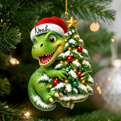 Dino-mas Magic - Personalized Ornament, Custom Kid Name Dinosaur Christmas Ornament, Dinosaur Christmas Tree Ornament