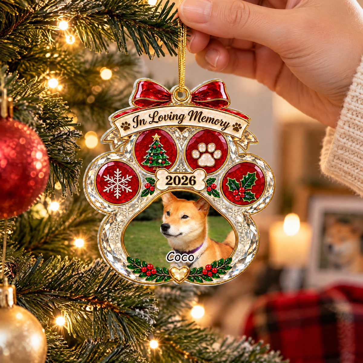In Loving Memory Christmas - Personalized Acrylic Ornament, Sympathy Gift, Pet Memorial Christ