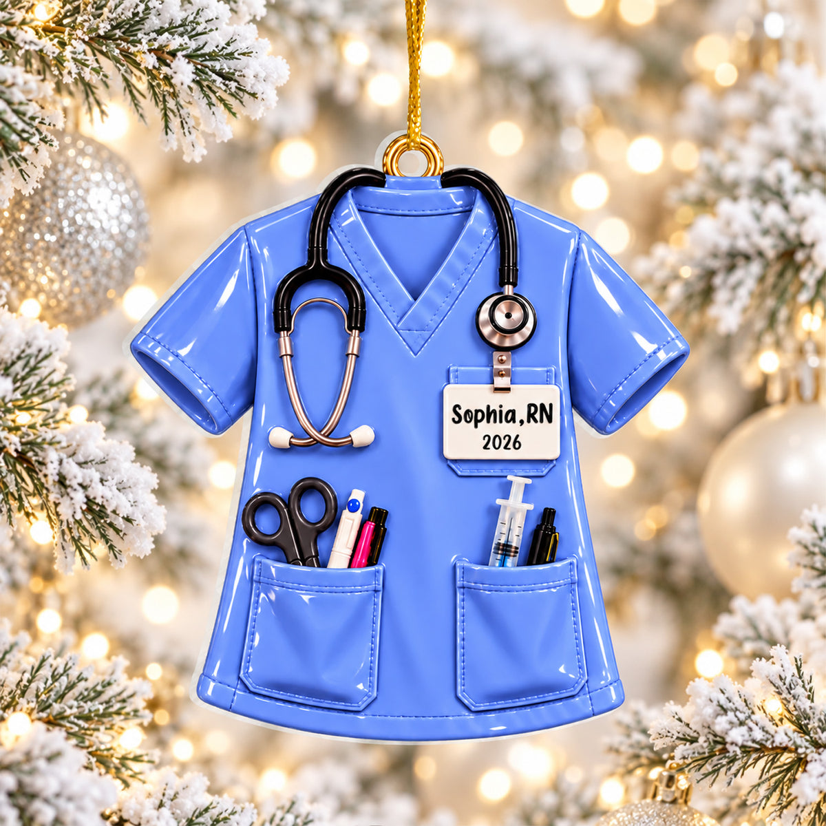 New Registered Nurse Graduation - Personalized Ornament, Custom Name And Year Graduation Nurse Ornament