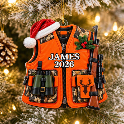 Hunting Gear Faux 3D - Personalized Acrylic Ornament, Xmas Gift for Hunting Lovers