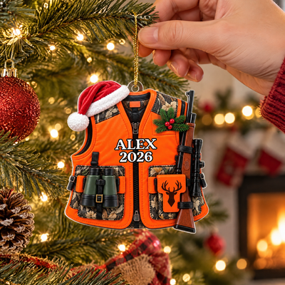 Hunting Gear Faux 3D - Personalized Acrylic Ornament, Xmas Gift for Hunting Lovers