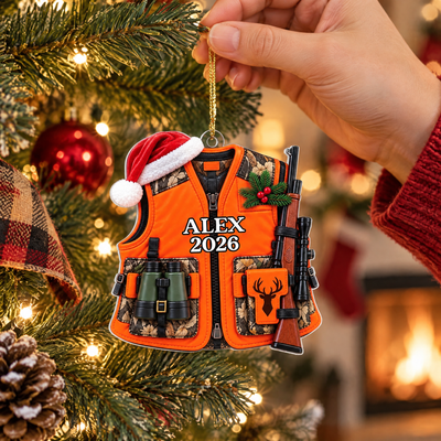 Hunting Gear Faux 3D - Personalized Acrylic Ornament, Xmas Gift for Hunting Lovers