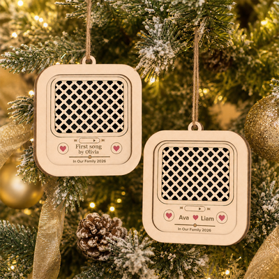 Our Favorite Song - Personalized 2 Layer Wooden Ornament, Voice Recording Ornament, Recordable Christmas Keepsake Gift