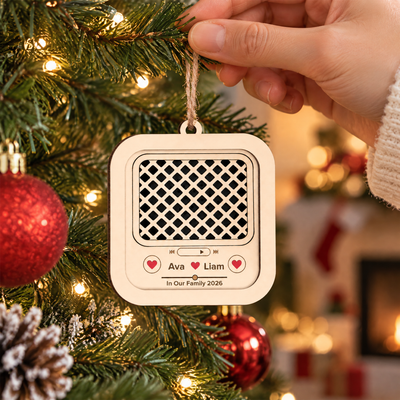 Our Favorite Song - Personalized 2 Layer Wooden Ornament, Voice Recording Ornament, Recordable Christmas Keepsake Gift