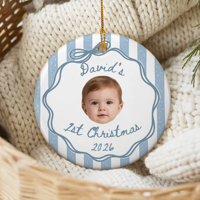 The Littlest Gift Of Christmas - Personalized Ornament, Custom Baby Face Christmas Ornament, Christmas Keepsake