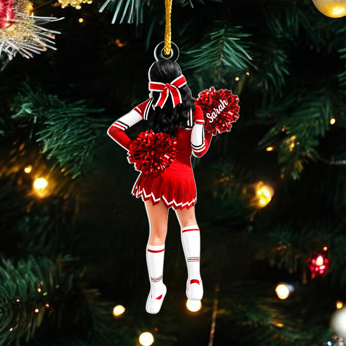Celebrating the Energy, the Team Spirit &amp; the Memories She’ll Never Forget - Personalized Acrylic Ornament, Custom Name Cheer Ornament