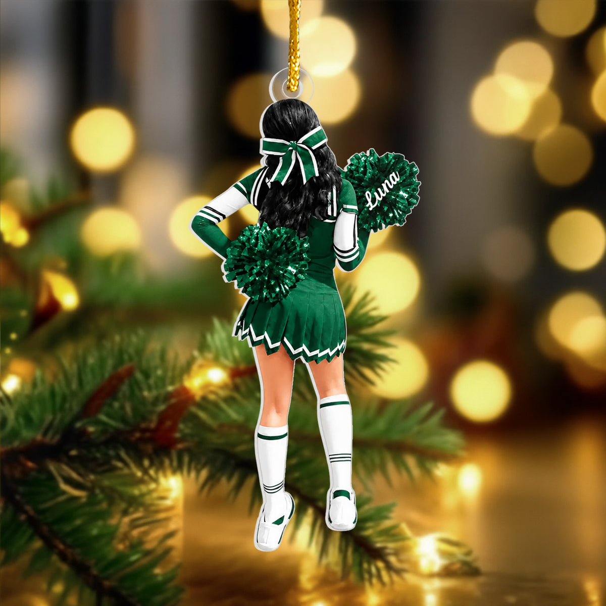 Celebrating the Energy, the Team Spirit &amp; the Memories She’ll Never Forget - Personalized Acrylic Ornament, Custom Name Cheer Ornament