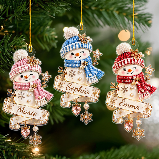 Snowy Little Joy - Personalized Ornament, Custom Name Snowman Christmas Keepsake